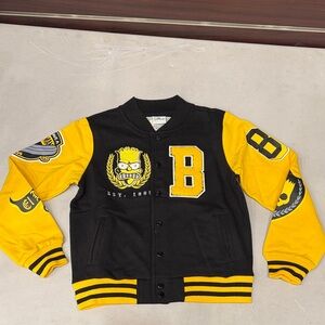 Kids BART SIMPSONS Patch Varsity Jacket - Black and Yellow